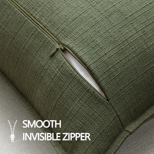 Image of MIULEE Pack of 2 Thick Textured Couch Throw Pillow Covers 18x18, Dark Green Decorative Pillow Covers, Linen Cushion Cases for Sofa Bed Living Room Modern Farmhouse Home Decor, No Filling