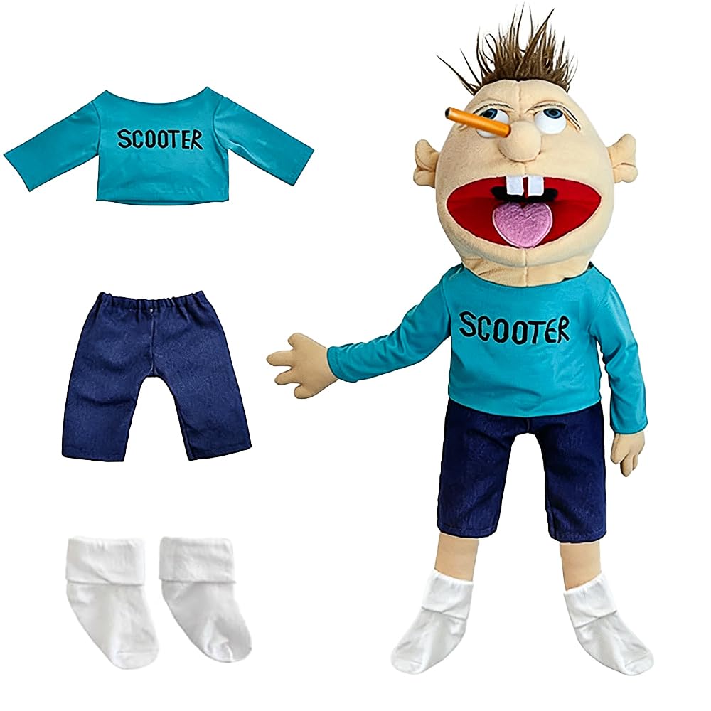 Dhqkqg Jeffy Puppet Plush Toy Doll, 55cm Mischievous Funny Puppe for Play House, Funny Puppet's Toy, for Party Role-Playing (Scooter)