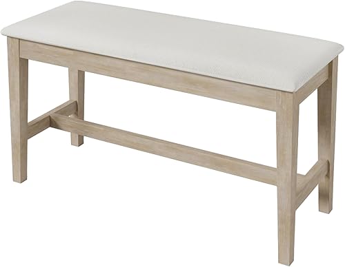 Miniatura 8 de Merax Juego de mesa de comedor de madera de 6 piezas con banco, juego de mesa de cocina con patas semicirculares, banco largo y 4 sillas de comedor,