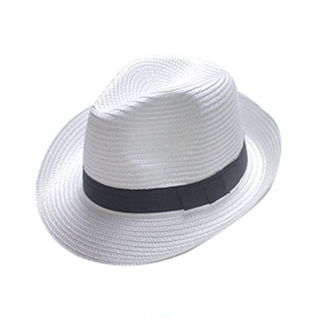 Boolavard Men's White Wo Wide Brim Straw Panama Roll Up Hat Fedora Beach Sun Hat Upf50+