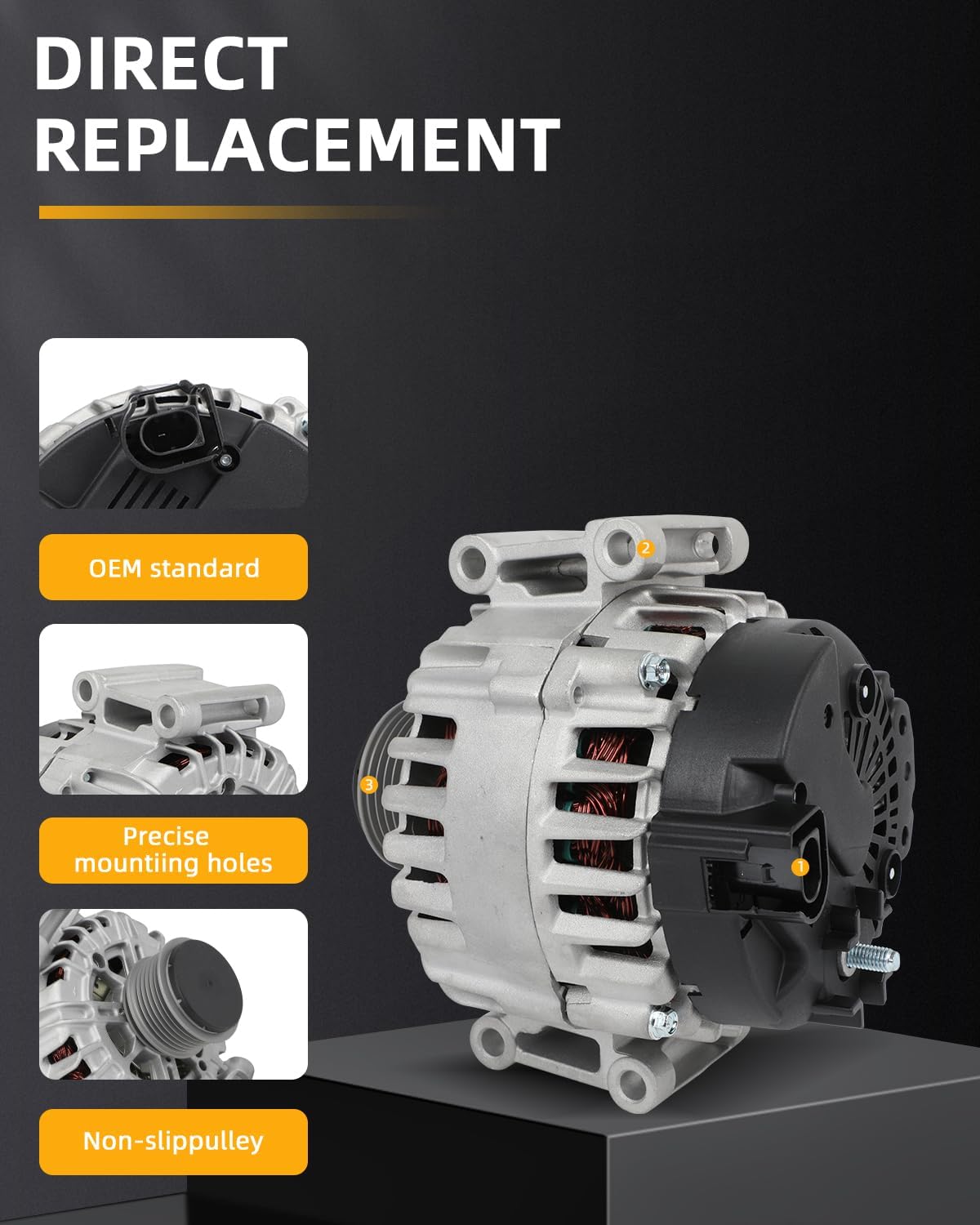 OCPTY Alternators Alternator 11461 2008-2010 for Audi for A5 Quattro 3.2L,2009-2010 for Audi for Q5 3.2L,2010-2012 for Audi for S4 3.0L,2010-2012 for Audi for S5 3.0L