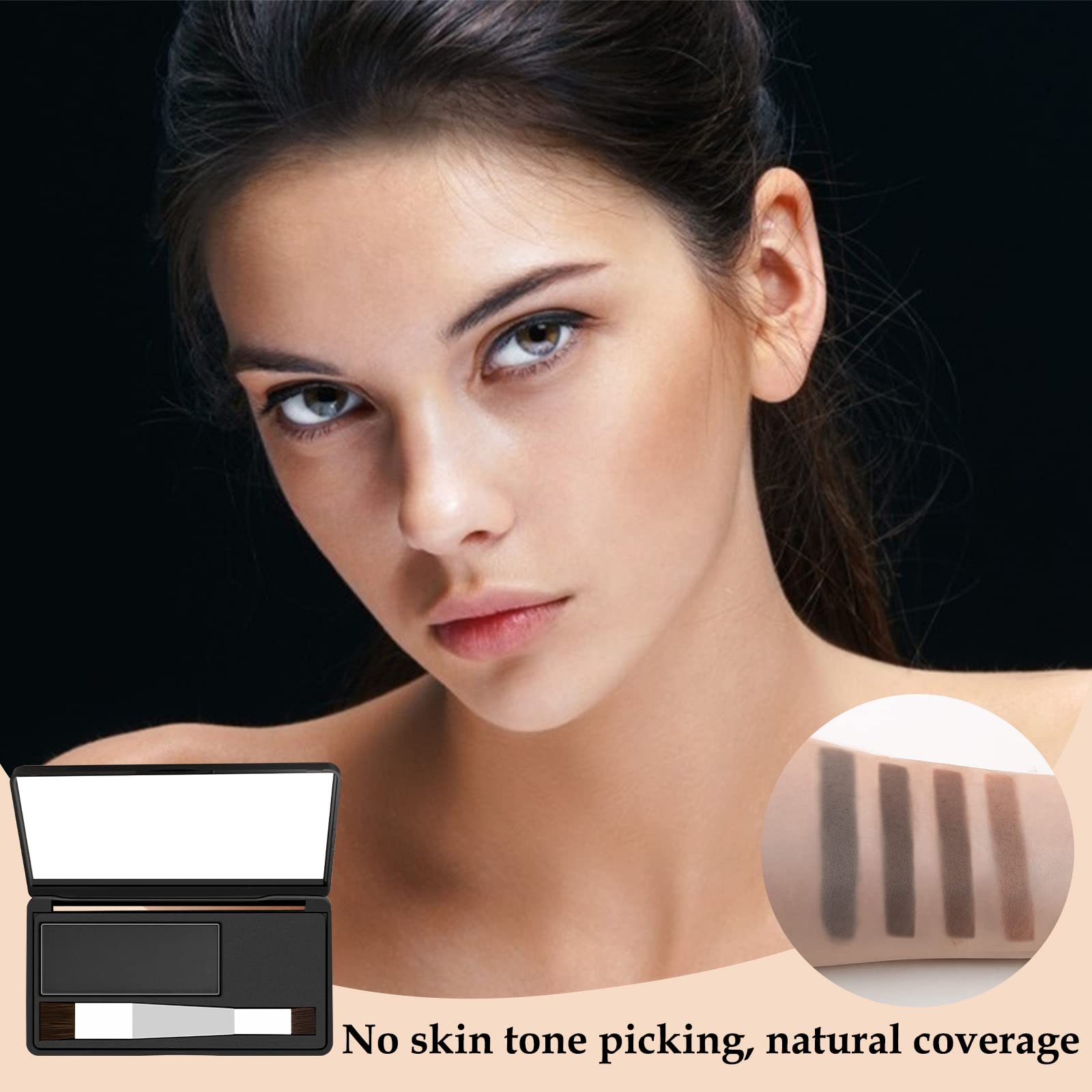 Boobeen Ensemble de poudre d'ombre à cheveux multi-usages, poudre de retouche de racine, palette de correcteur temporaire avec pinceau de maquillage, couvre instantanément la couleur des cheveux
