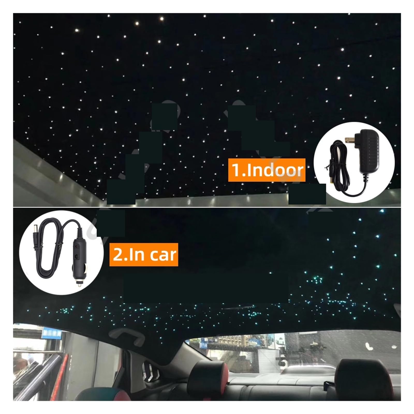 Oświetlenie wnętrza samochodu LED, 16W Twinkle RGBW Światłowodowy gwiazdowy zestaw lamp sufitowych Sterowanie aplikacją na smartfona Dach samochodowy Starry Sky Światłowodowe światło Światła nastrojow