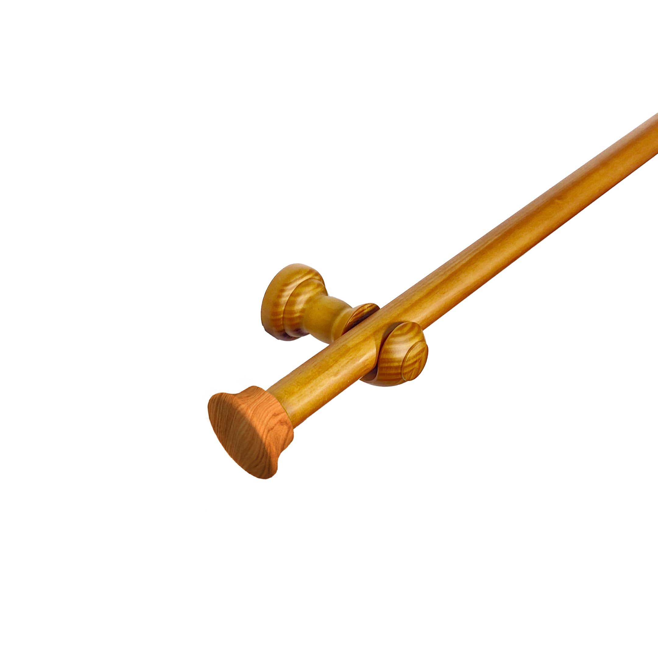 Lister Cartwright 28 mm Eyelet Wooden Curtain Pole Set Fixed Length Poles (Aged Oak Traditional Stopper, 400 cm)