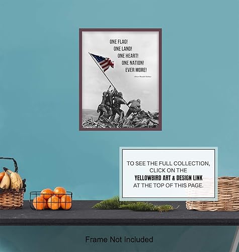 Miniatura 6 de American Flag Wall Art - Marine Flag - Iwo Jima Wall Art Decorations - Marine Corps Photo - Patriotic Gifts for Men, Military Veterans - Office,