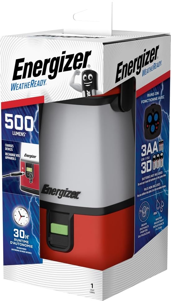 Energizer Lampe Camping LED 360 PRO, IPX4 Étanche Lumière Tente, Ultra Brillante Lampe Urgence, Portable Batterie, Outdoor Camping Randonnée Urgence Panne Courant