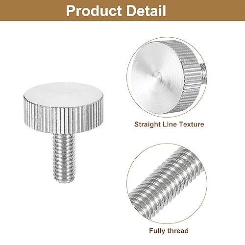 Miniatura 15 de uxcell Tornillos moleteados M3x10mm, 5 piezas de acero inoxidable 304 con cabeza moleteada plana totalmente roscada, tornillos de pulgar, pernos