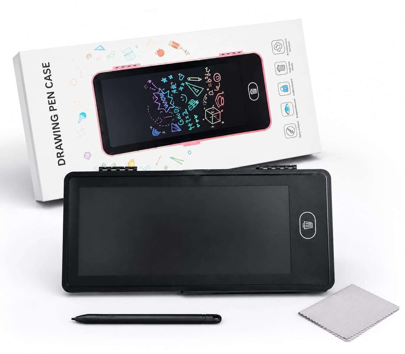 Drawing Pen Case LCD Writing Tablet with Stylus, Black | Colourful Display, One-Button Erase, Kids Drawing Board , Portable Design-image-25