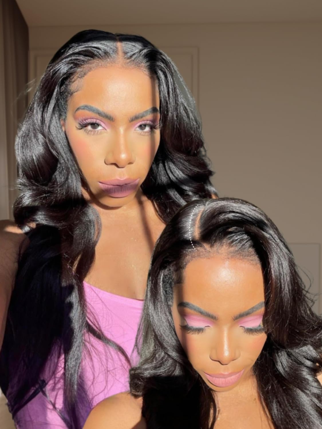 Nadula 13x6 Pre-Everything Glueless Yaki Straight with Kinky Edges Hairline, 13x6 HD Lace Front Ear to Ear Put on and Go Light Kinky Straight Wig