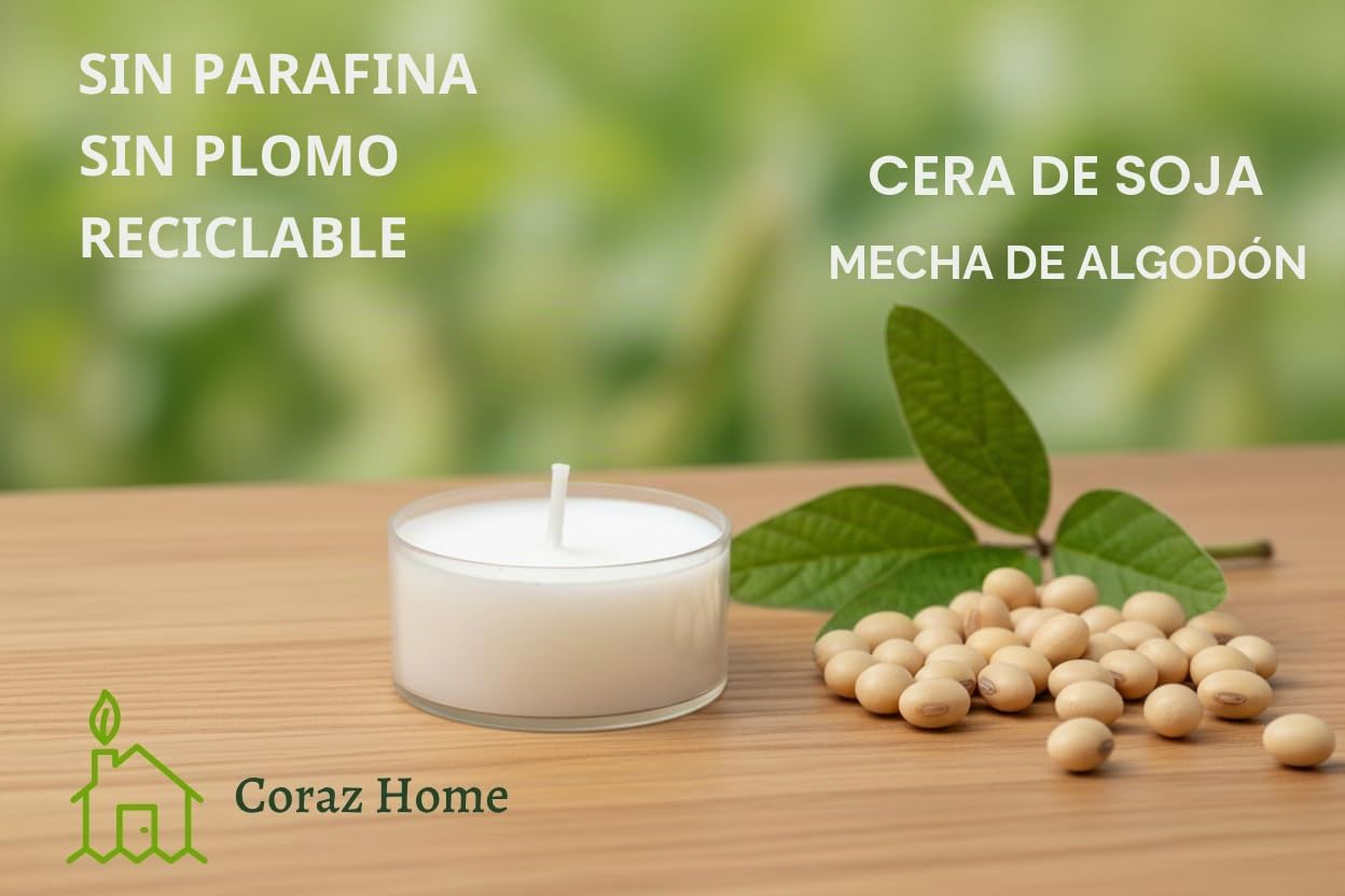 Velas de té naturales sin perfume hechas de velas de cera de soja con 4 u 7-8 horas de tiempo de combustión Candlelitas Sin parafina en un vaso transparente reciclable