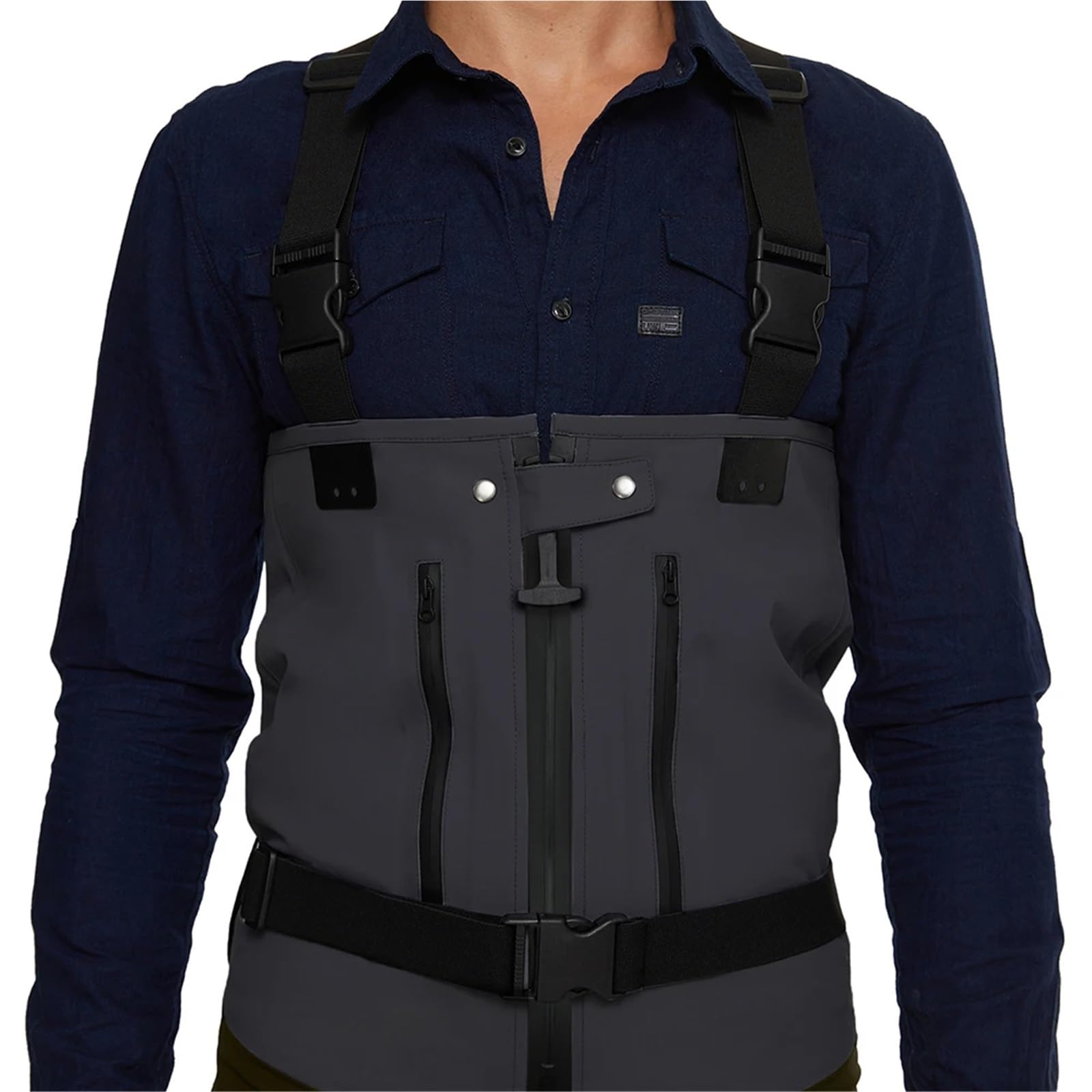 Tuta da Pesca Trampolieri da Pesca a Mosca da Uomo Abbigliamento Pantaloni da trampoliere in Vita Tessuto Impermeabile a Tre Strati con Calzini in Neoprene(S)