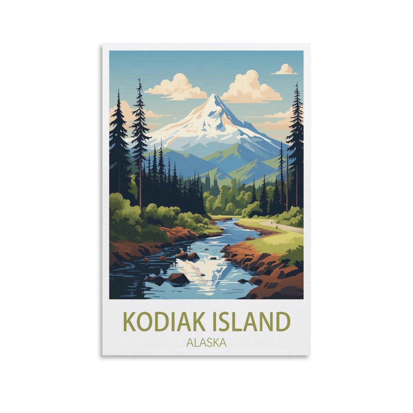 EZMLFA Diamond Art Kits Adults,Kodiak Island Alaska,5D Dimond Picture, Crystal Gem Art Crafts for Boys Girls, DIY Mosaic Creations Set for Home Decor 40x50cm