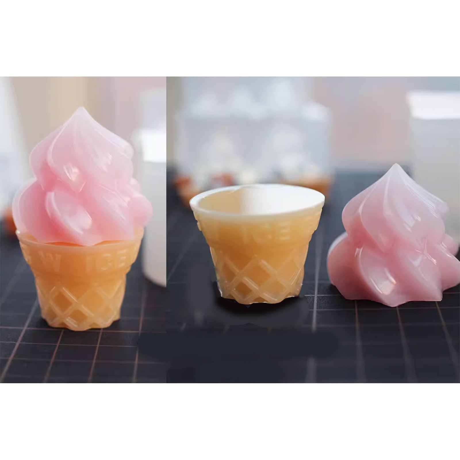 Moldes para polos， Molde de silicona for adornos de resina, forma de cono de helado, molde de resina for tazas de pastel, manualidades de bricolaje, fabricación de joyas hechas a mano(Ice Cream Cone 2