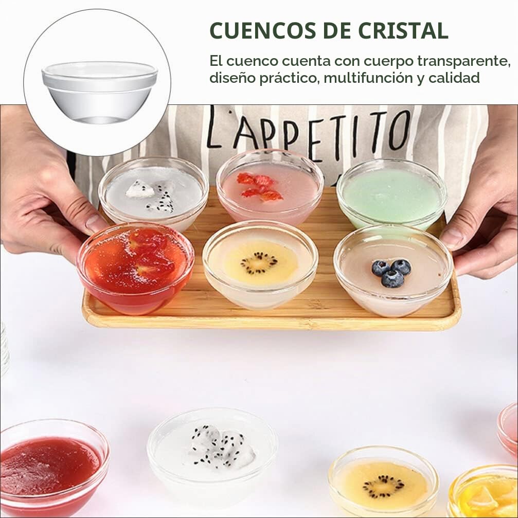 10 Piezas Cuencos De Cristal Para Postres Y Gelatinas Con Diseño Transparente Resistentes Al Microondas Y Refrigerador Para Cocina Y Servir