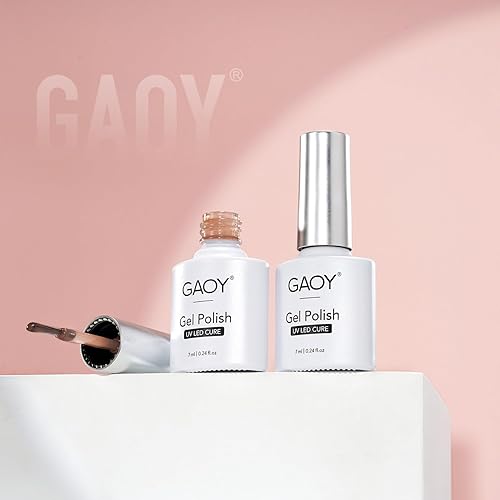 Miniatura 6 de GAOY Kit de esmalte de uñas de gel, 33 piezas de esmalte de gel rosa transparente con capa superior brillante y mate y capa base para arte de uñas,