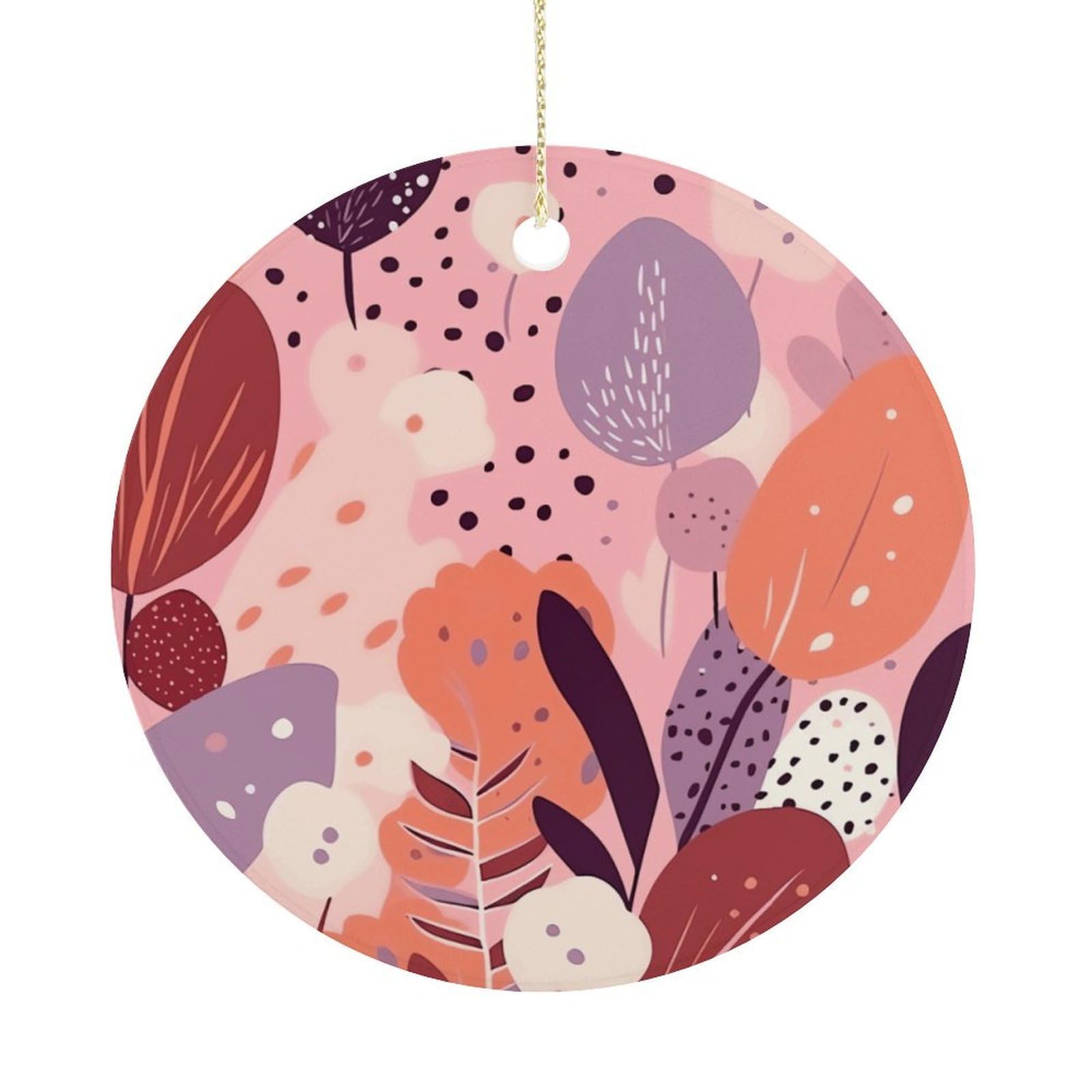 Round and Colorful Flowers Christmas Ornaments Colorful Round Ceramic Ornament Christmas Hanging Decor Christmas Tree Decorations Xmas Keepsake for Women Men Xmas Holiday Party