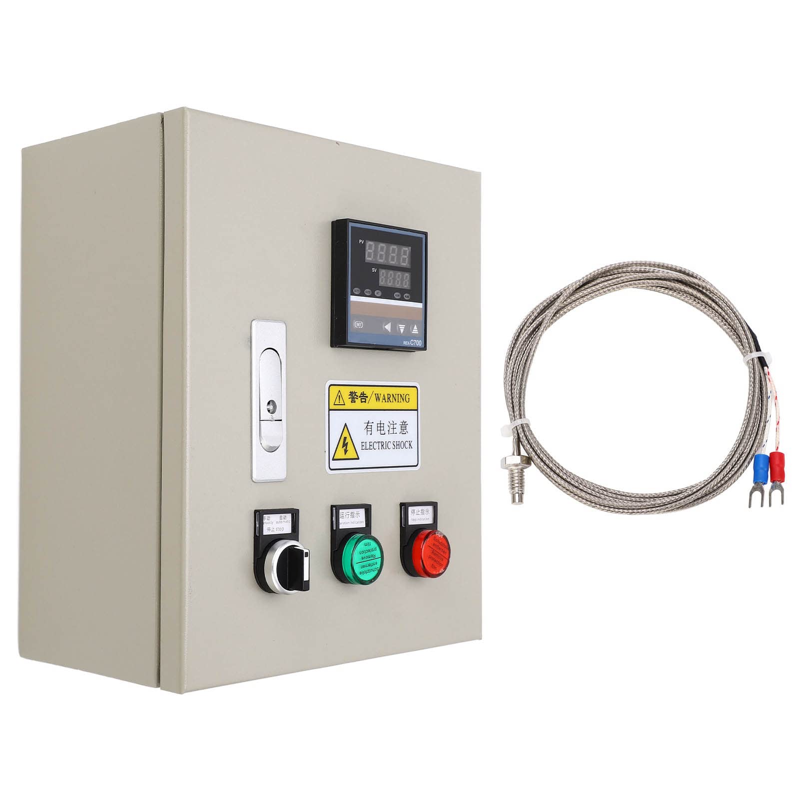 Caja de control de temperatura PID de 7,5 kW | Controlador inteligente de acero inoxidable | de termopar de 0-400 °C | Dispositivos integrados | 220 V CA 32 A