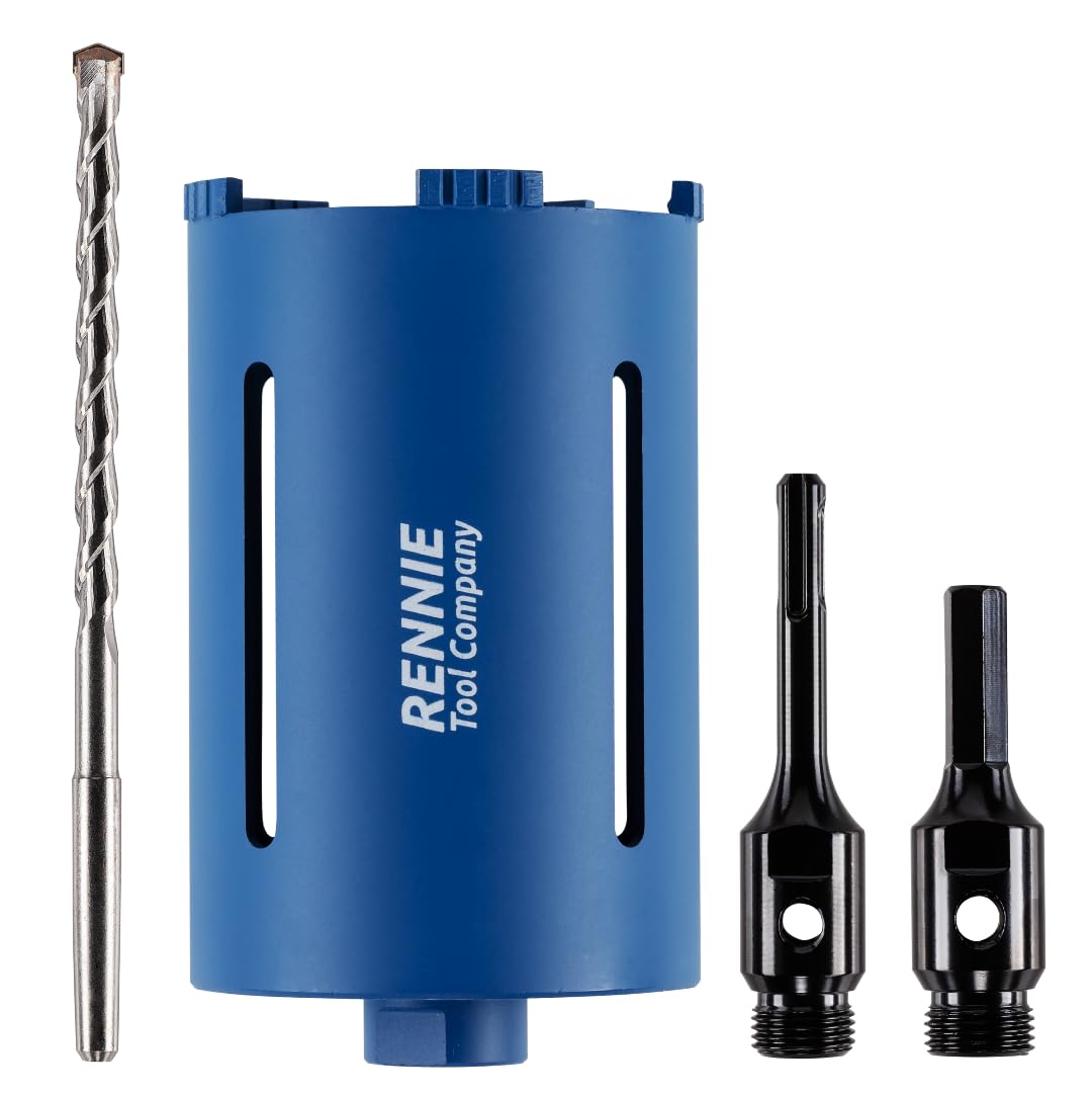 102mm x 150mm Long Diamond Core Drill Bit Set Includes SDS Adapter, Hex Shank Adapter & Centre Drill Bit. To Be Used In Concrete Masonry Brick Block Stone Granite Diamond Drill Bit Core Accessories
