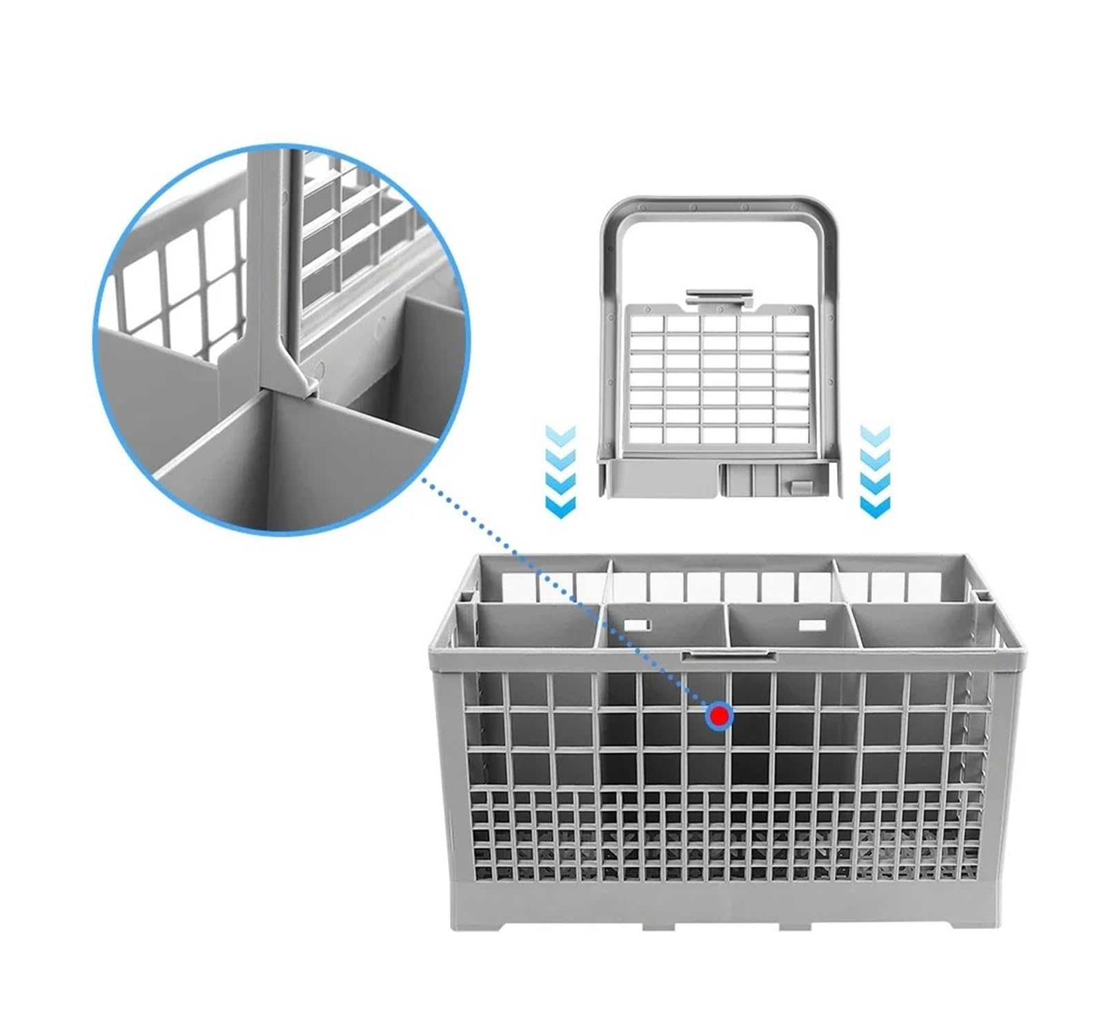 Compatible con Whirlpool, cesta for cubiertos plegable for lavavajillas.