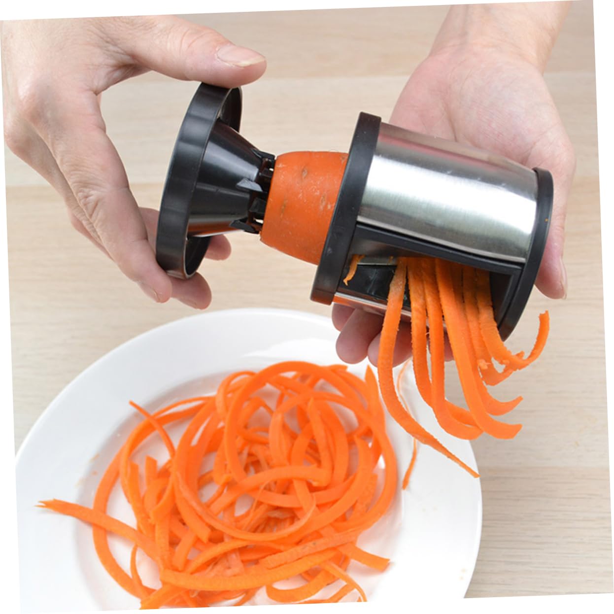 Alipis 3piezas Cortador Espiral De Verduras De Acero Inoxidable Pelador De Calabacín y Hortalizas Utensilio De Cocina Compacto Protección Para Dedos Para Rallar y Decorar Platos