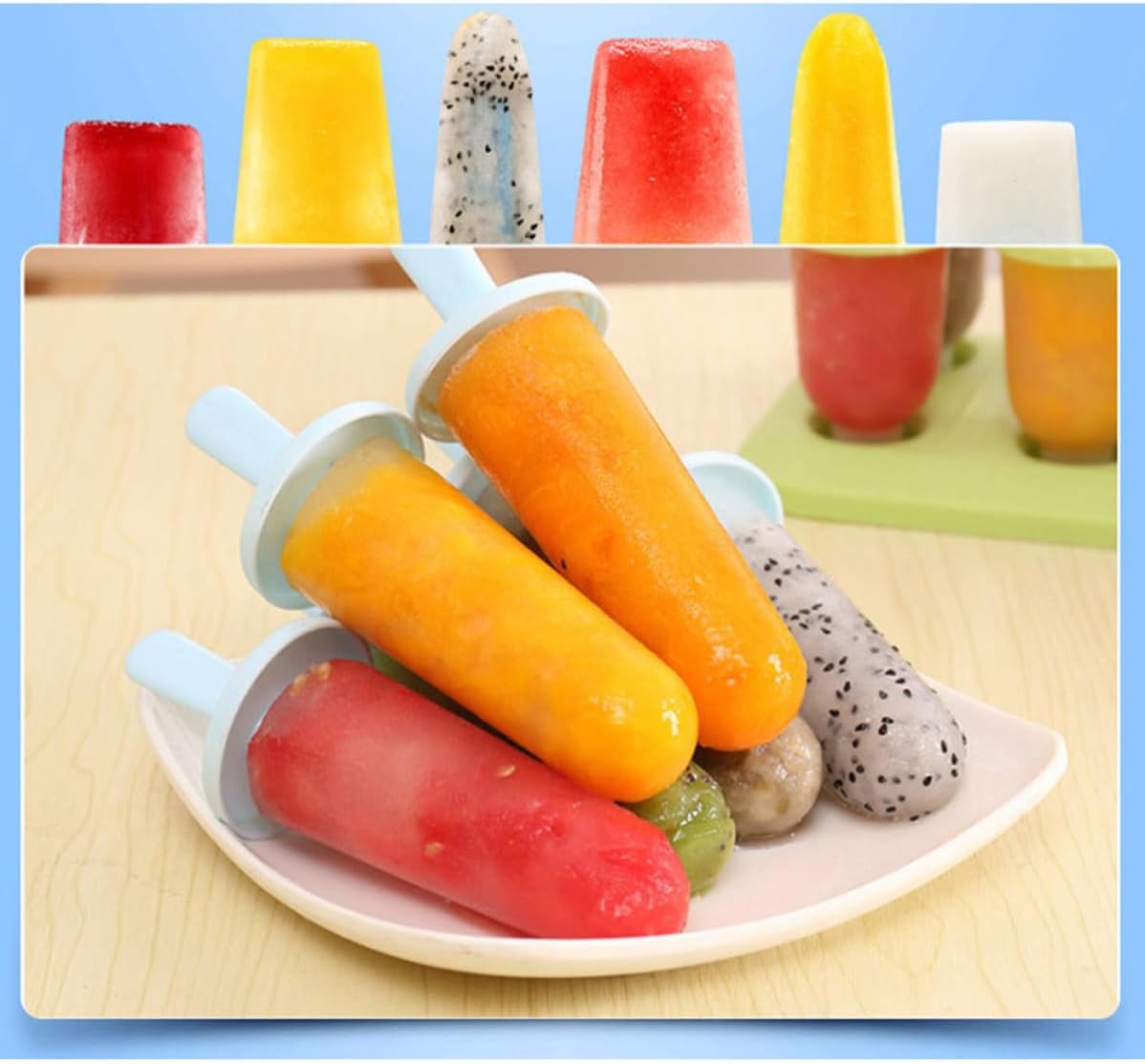 Ice Pop Mold with Tray, 6 Grid PP Plastic DIY