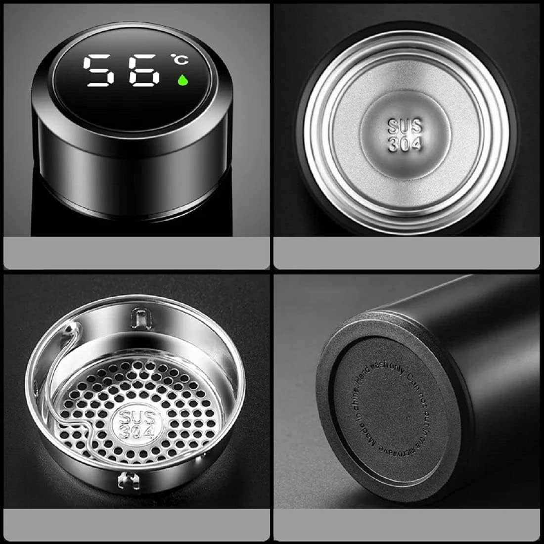 Garrafa Térmica Café, Água C/Sensor De Temperatura Em Led Cor:Preto