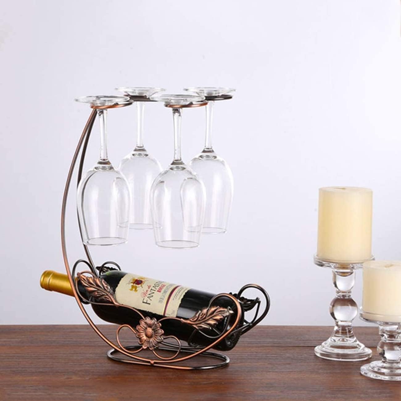 Wine Glass Rack - Metal Wine Bottle rRack Standing Display Rack, Desktop Stemware Storage Rack - Bronze