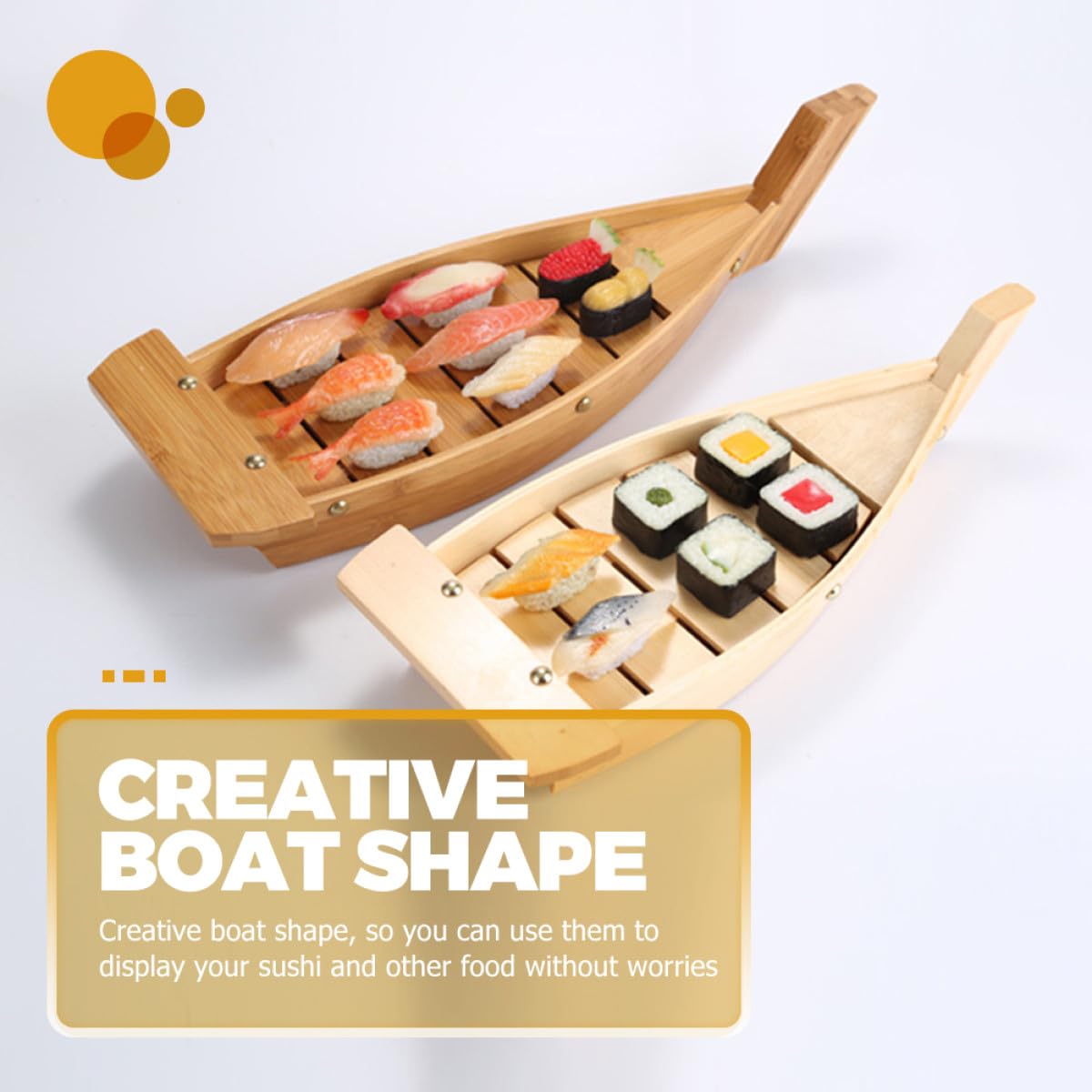 SHINEOFI Bateau à Sushis en Bois Beige pour Service de Sushis et Porte-Sashimi Effet Décoratif, Plateau de Présentation pour Restaurants Japonerie