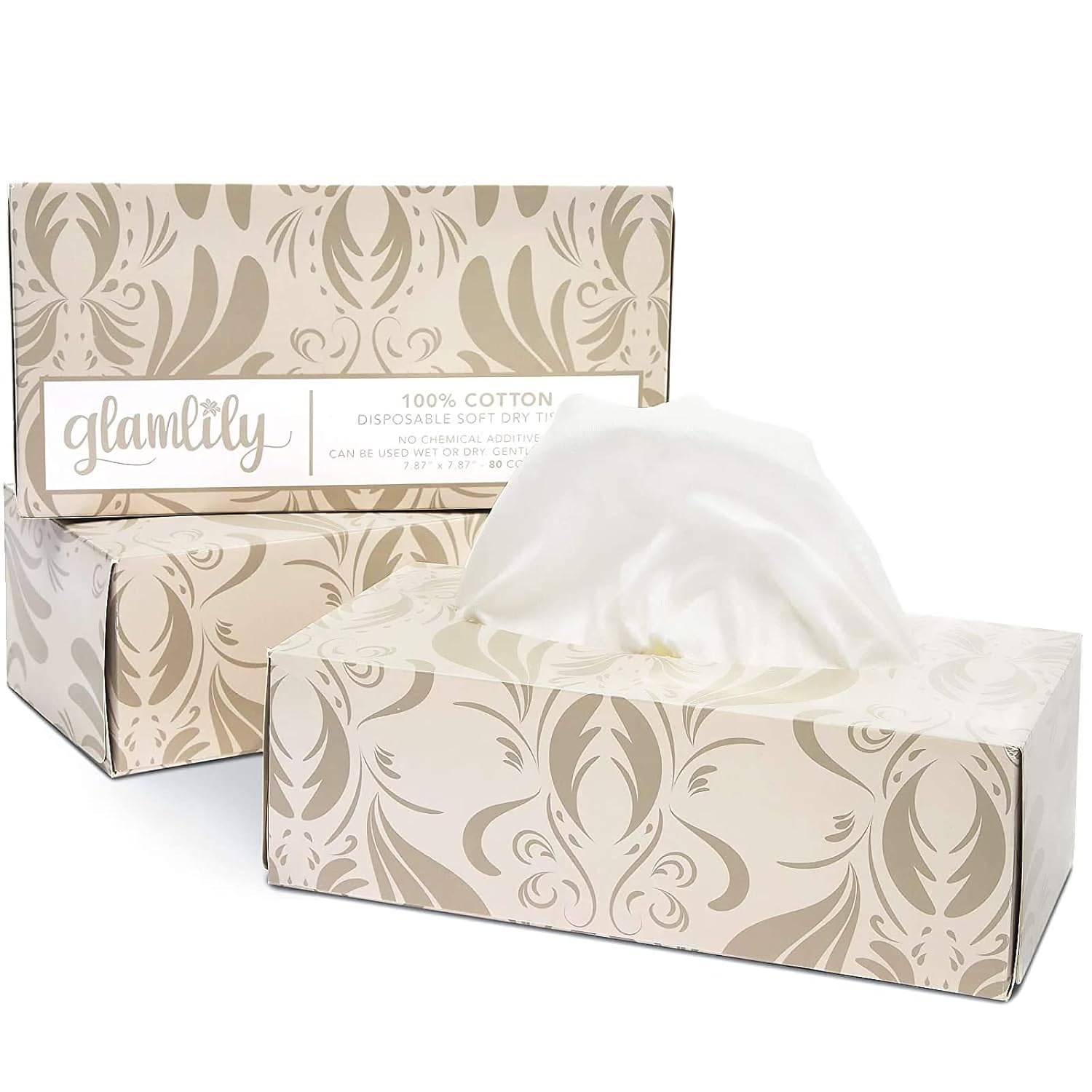 Buy Facial Cotton Tissues, Art Deco Disposable Face Towels 3 Pack, 240