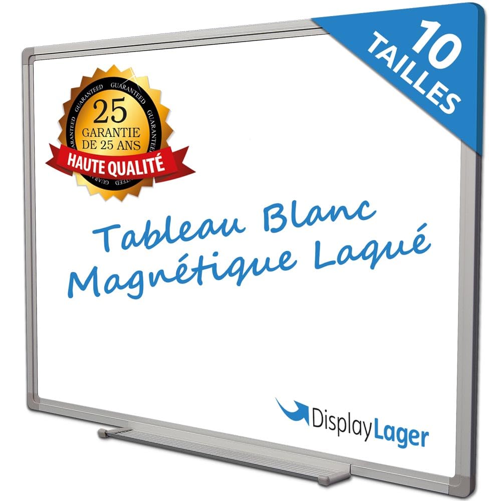 DisplayLager Tableau blanc magnétique - Idéal pour le bureau, l'école, la salle d'enseignant, la cuisine et les salles de séminaire - Laqué - 120 x 100 cm