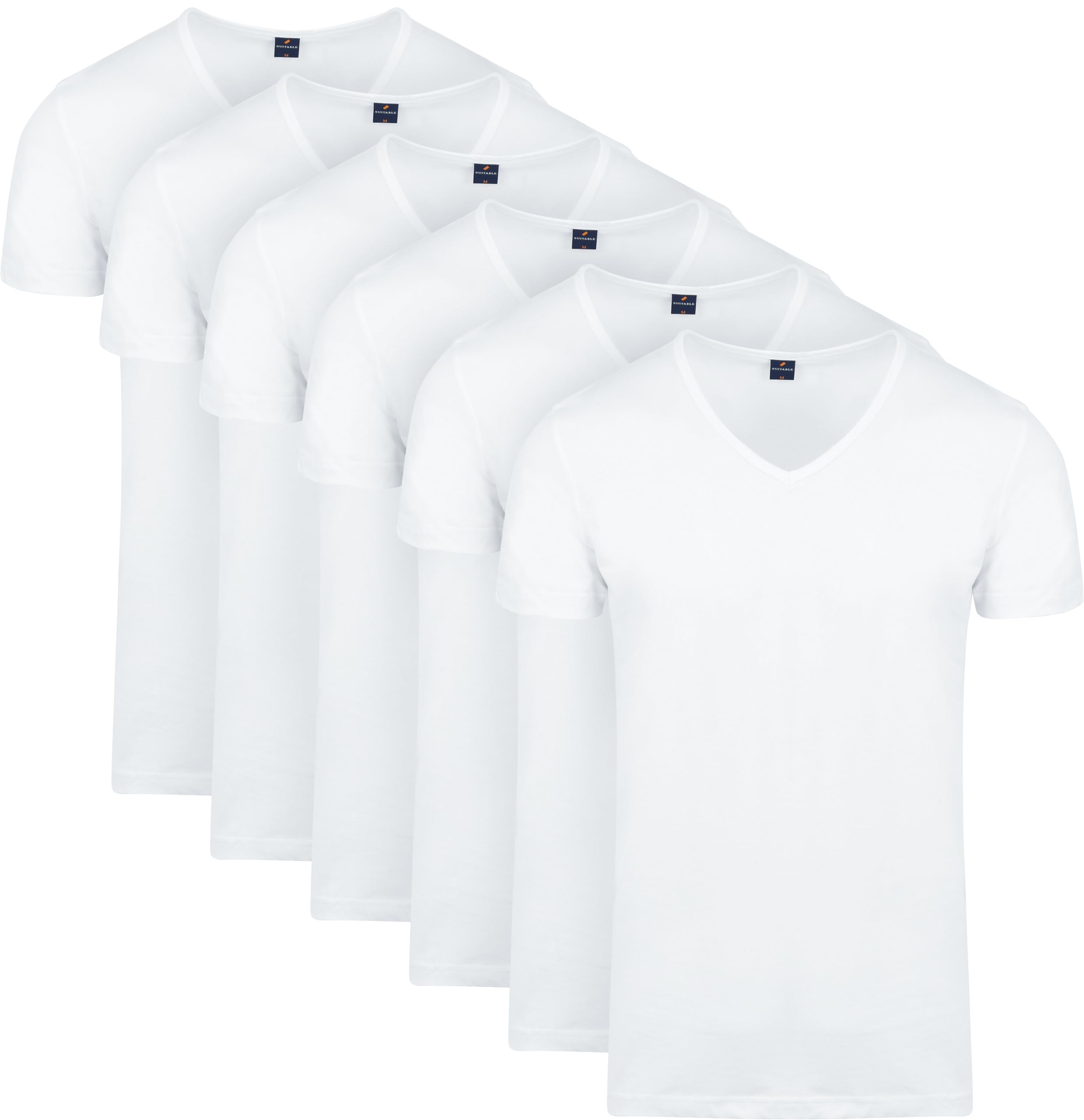 Suitable Vita T-Shirt V-Ausschnitt Weiß 6-Pack - Herren - Bekleidung - Grösse Modern-fit