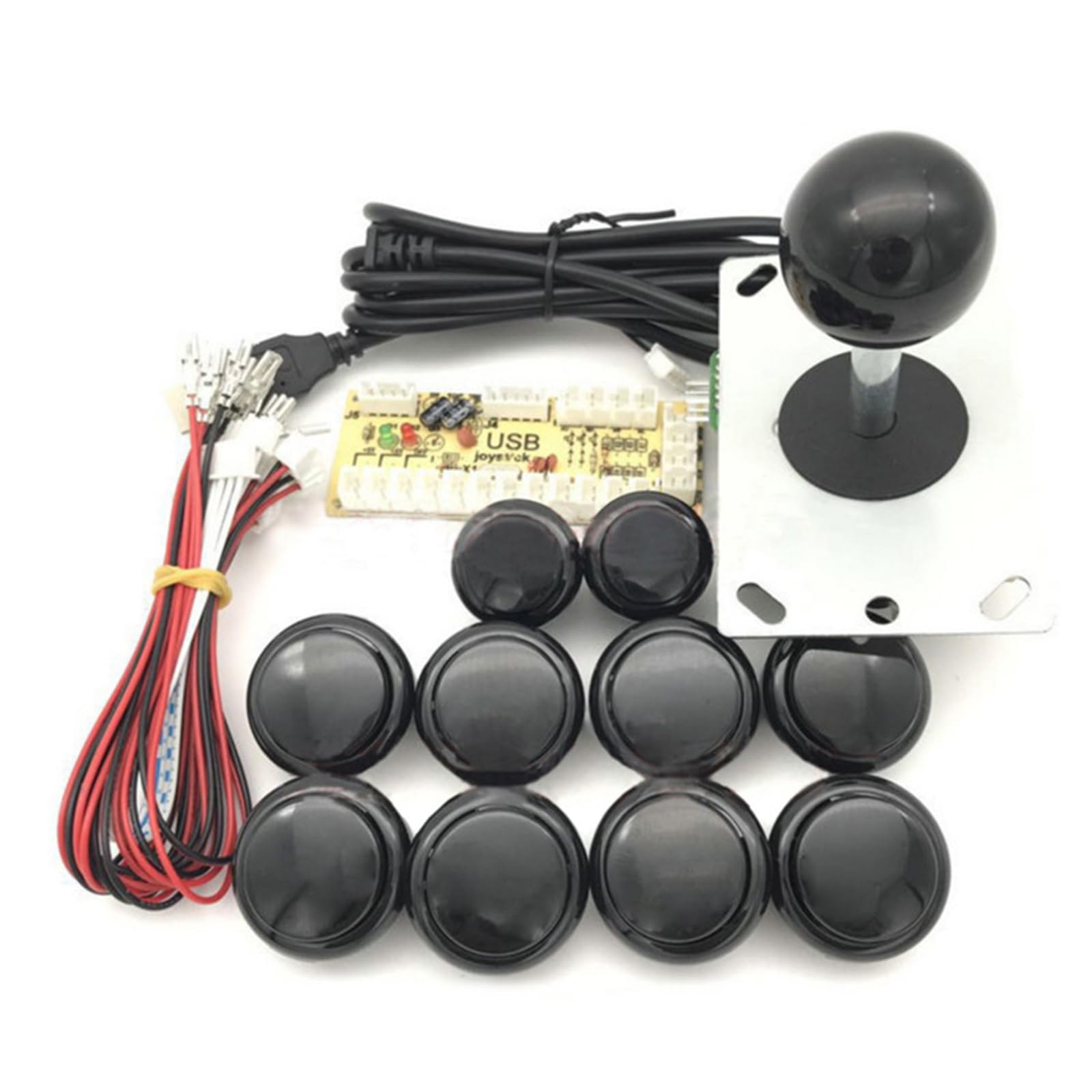 Arcade Game Joystick Kits DIY Parts Zero Delay USB Encoder 10 Black Push Buttons Joystick Arcade Game Kit for Windows Arcade Games PC Games DIY Project