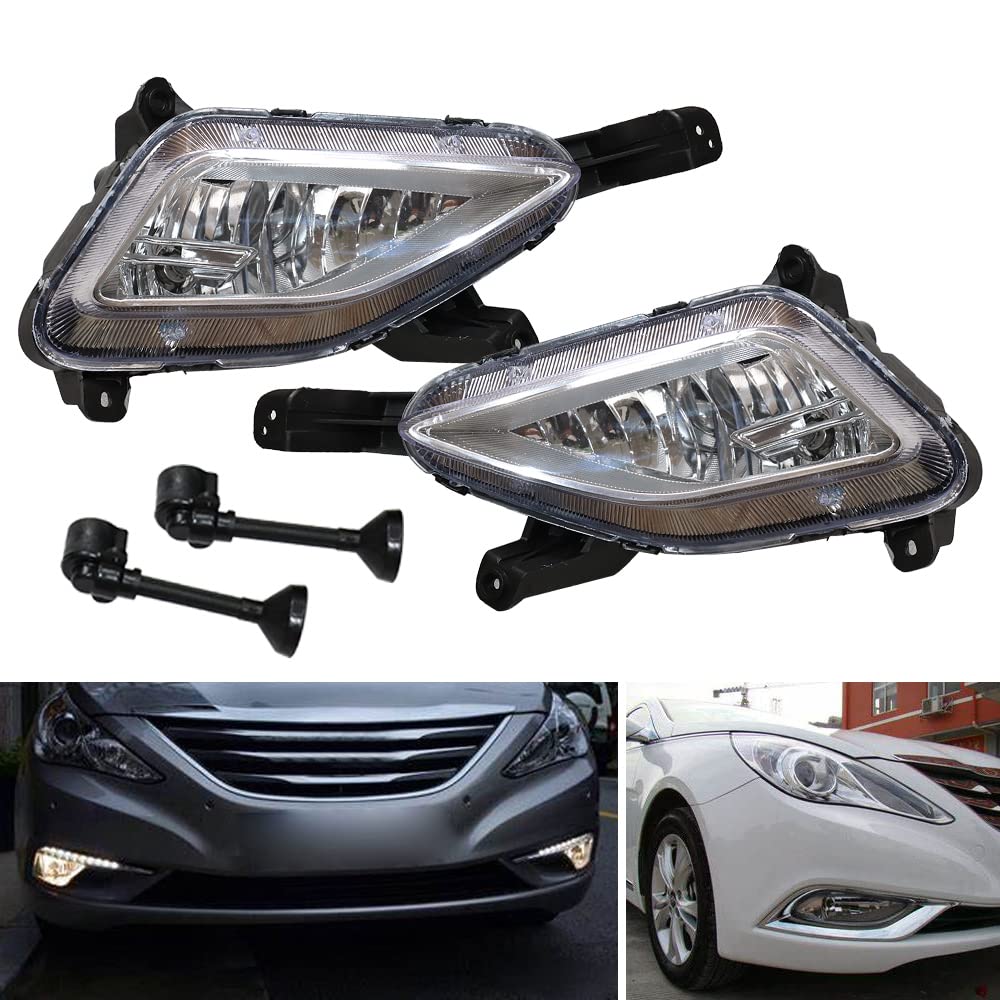 CHUNILLE 92201C1000 / 92202C1000 Pair Halogen Daytime Running Light ForHyundai Sonata 2015 2016 2017 Black Bulbs Included
