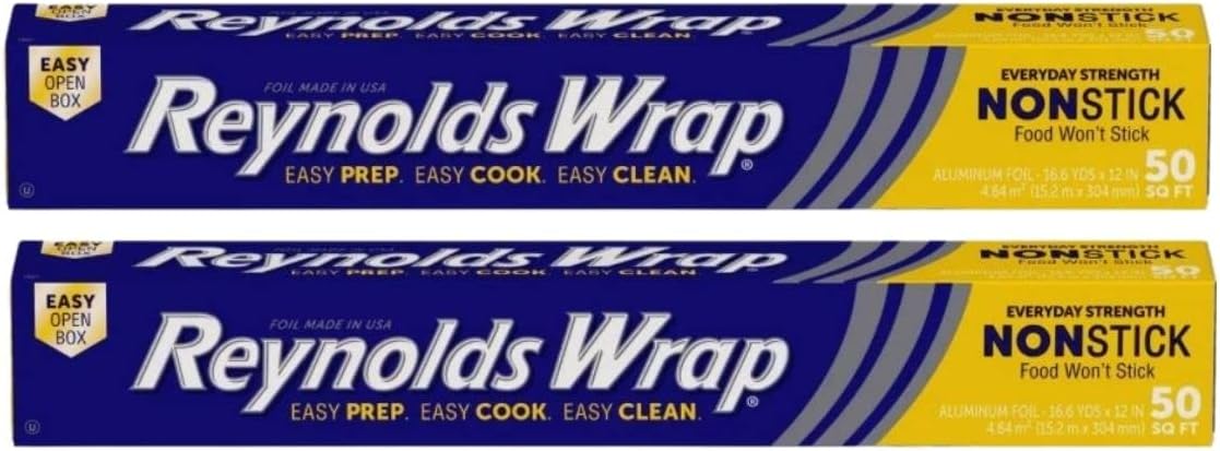 Reynolds Wrap Non-Stick Aluminum Foil, 50 Sq Ft, (Pack of 2)
