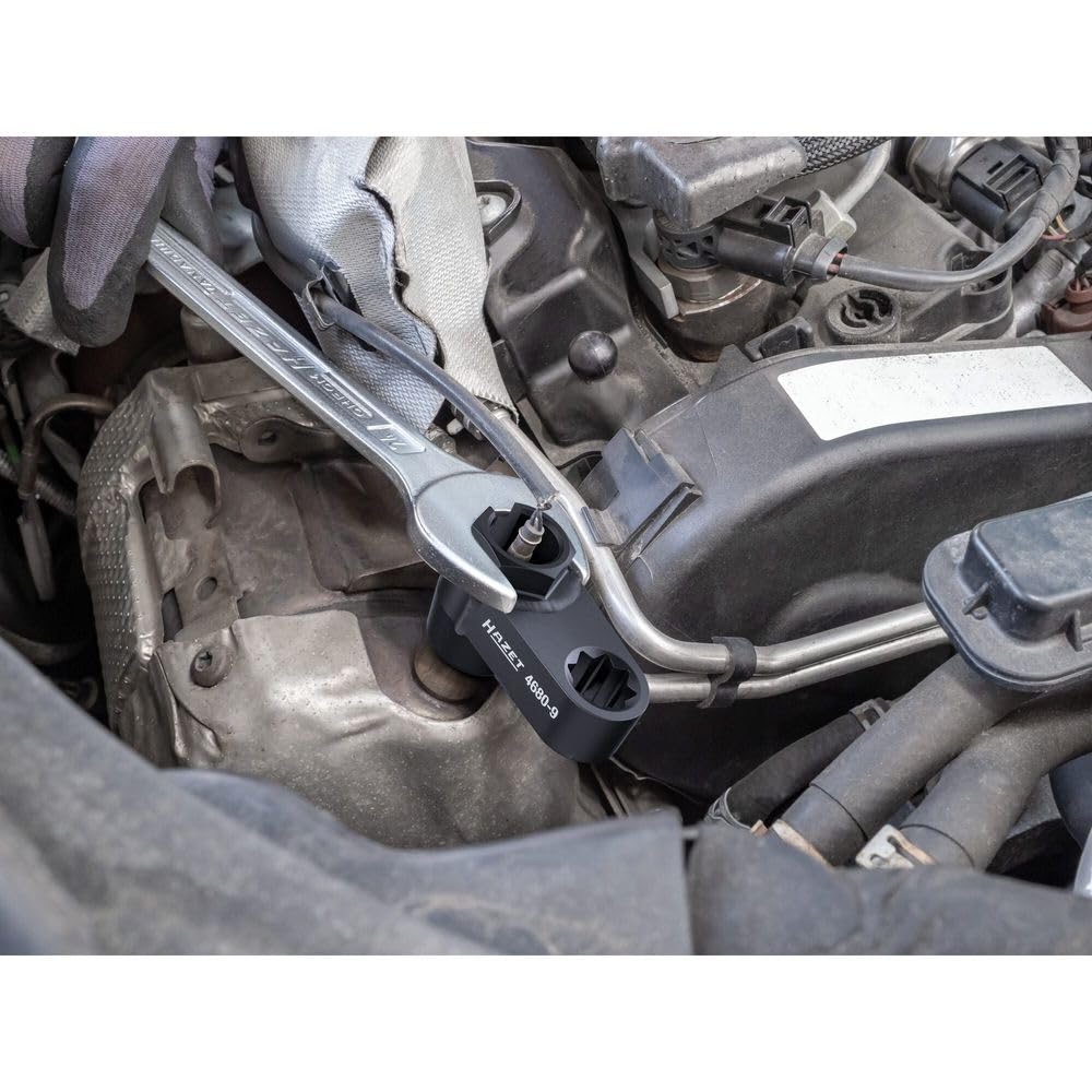 HAZET 4680-9 Inzetstuk uitlaatgassonde, 1/2 dubbel vierkantaandrijving, 19 mm sleutelbreedte, voor uitlaatgastemperatuursensoren, geschikt voor MERCEDES, SEAT, ŠKODA, VW enz