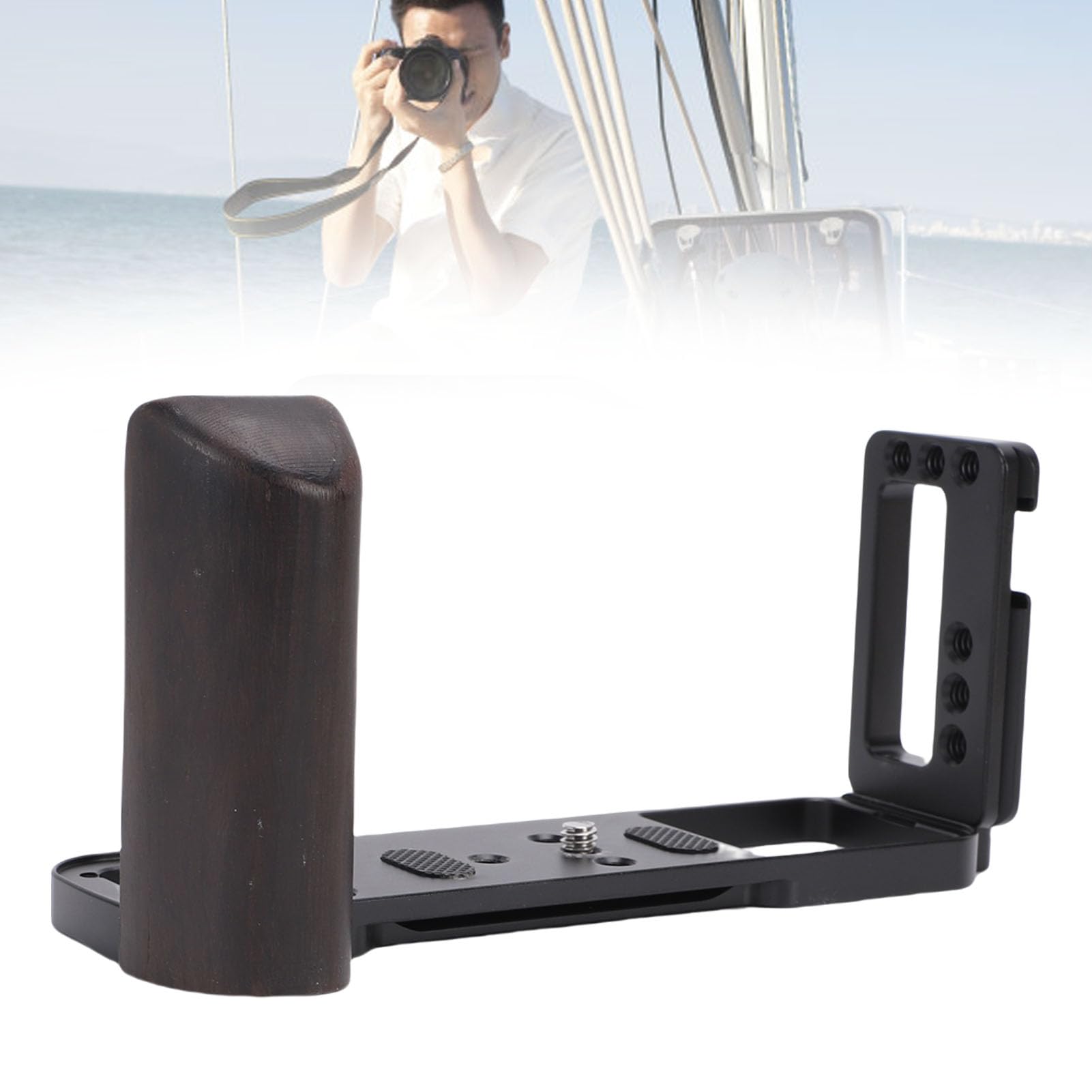 Sxhlseller Staffa a L a Sgancio Rapido per GFX50R |Impugnatura in Legno, Impugnatura in Alluminio con Supporto per Pattino Freddo, Fori per Viti da 1/4, Tiro Verticale Compatibile con Coda di