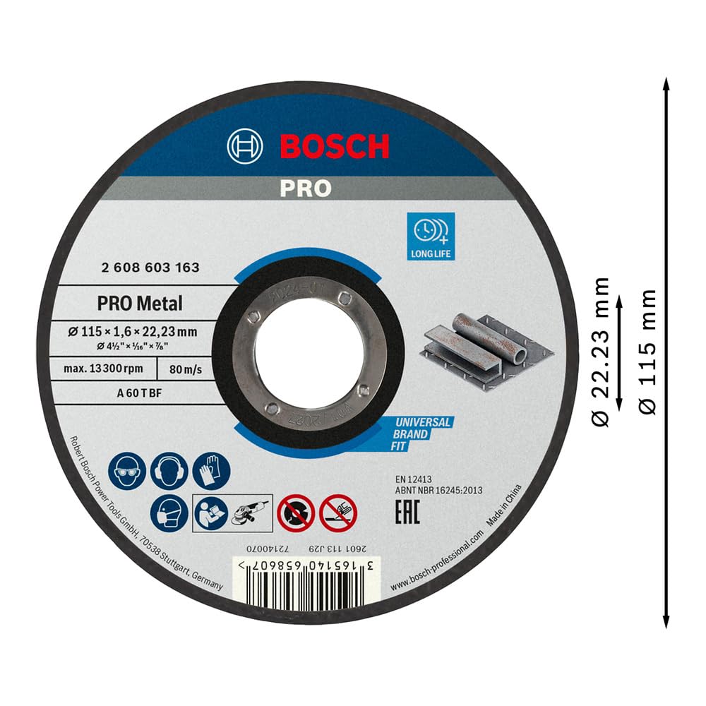 Bosch Disco de corte recto Standard for Metal A 60 T BF 115 mm 22,23 mm 1,6 mm