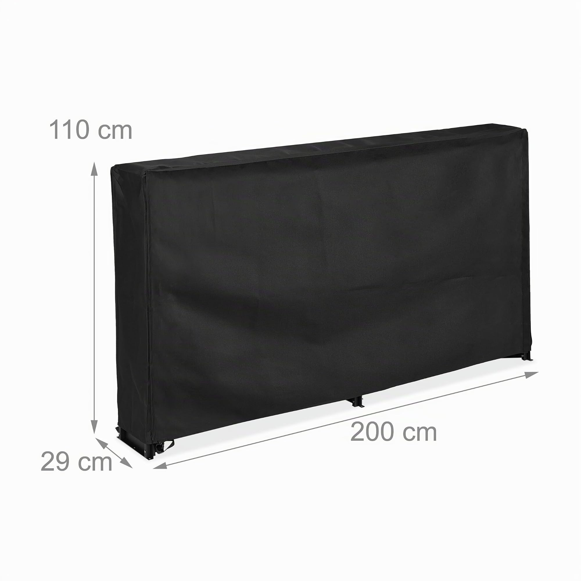 Relaxdays Kaminholzregal mit Abdeckung, für Holz ab 25 cm, Brennholzregal aus Eisen, HBT: 110 x 200 x 29 cm, schwarz