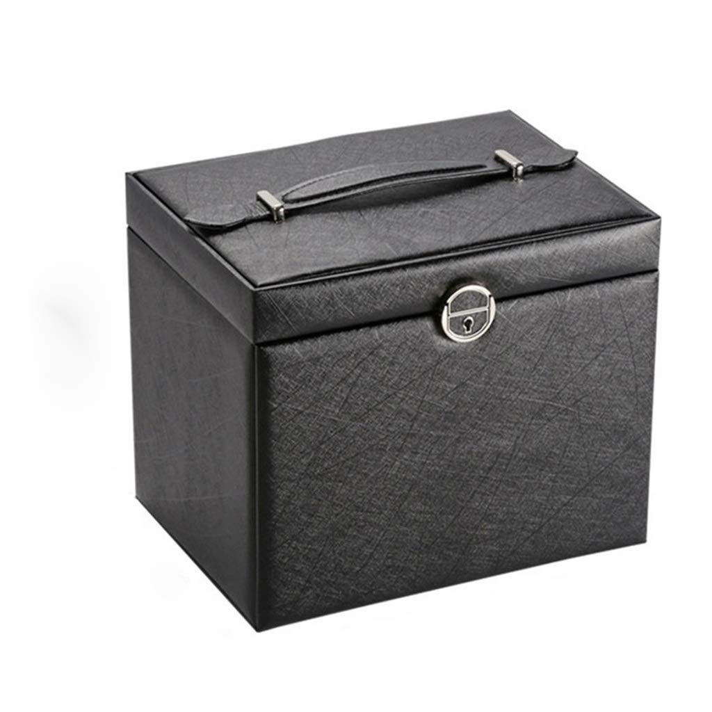 Joyero de Gran Capacidad Caja de Almacenamiento de cosméticos de Cuero de Cinco Capas Caja de Almacenamiento de Joyas de múltiples Capas