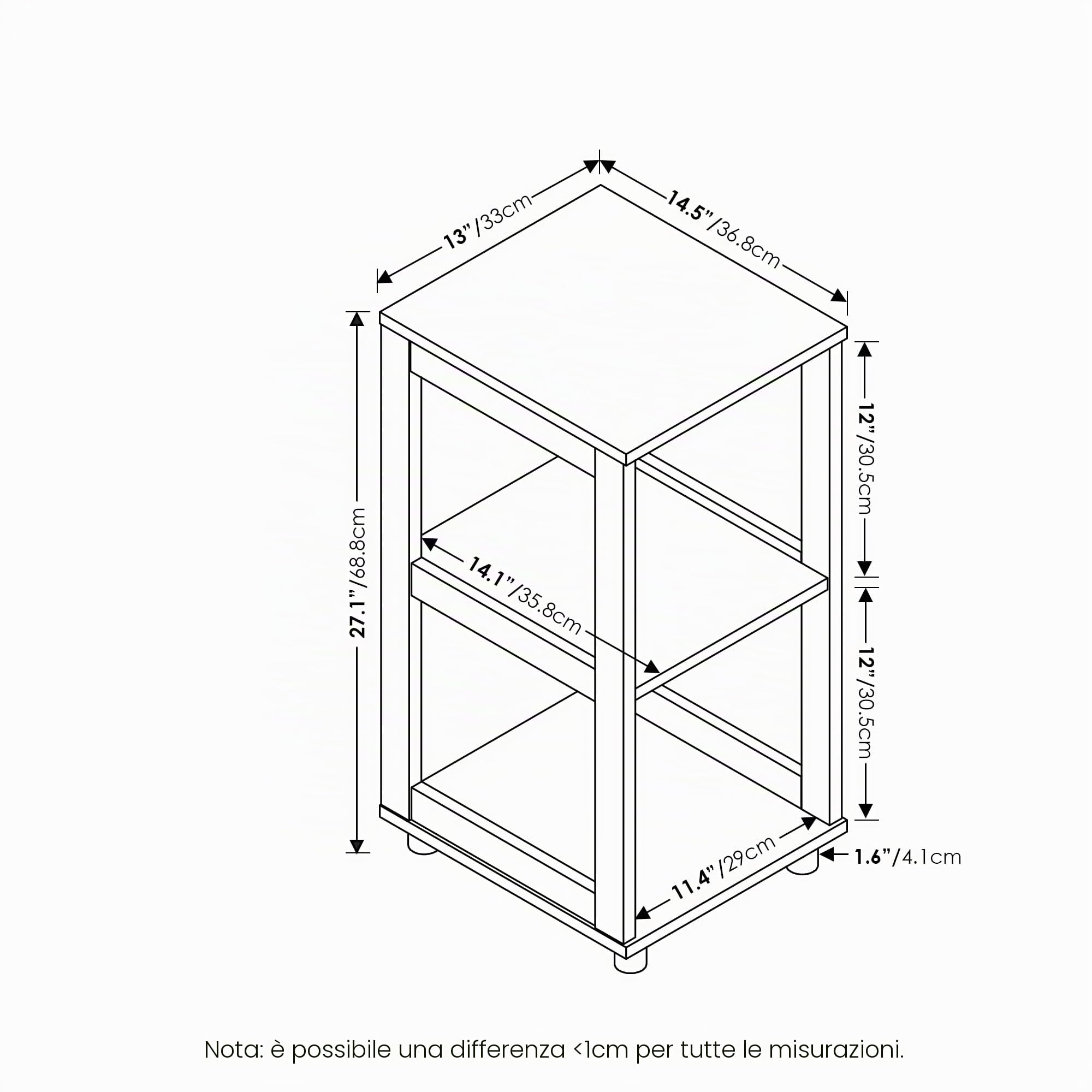 Furinno Romain Tavolino Alto a 2 Livelli, Legno ingegnerizzato, Rovere Francese, 1 Confezione