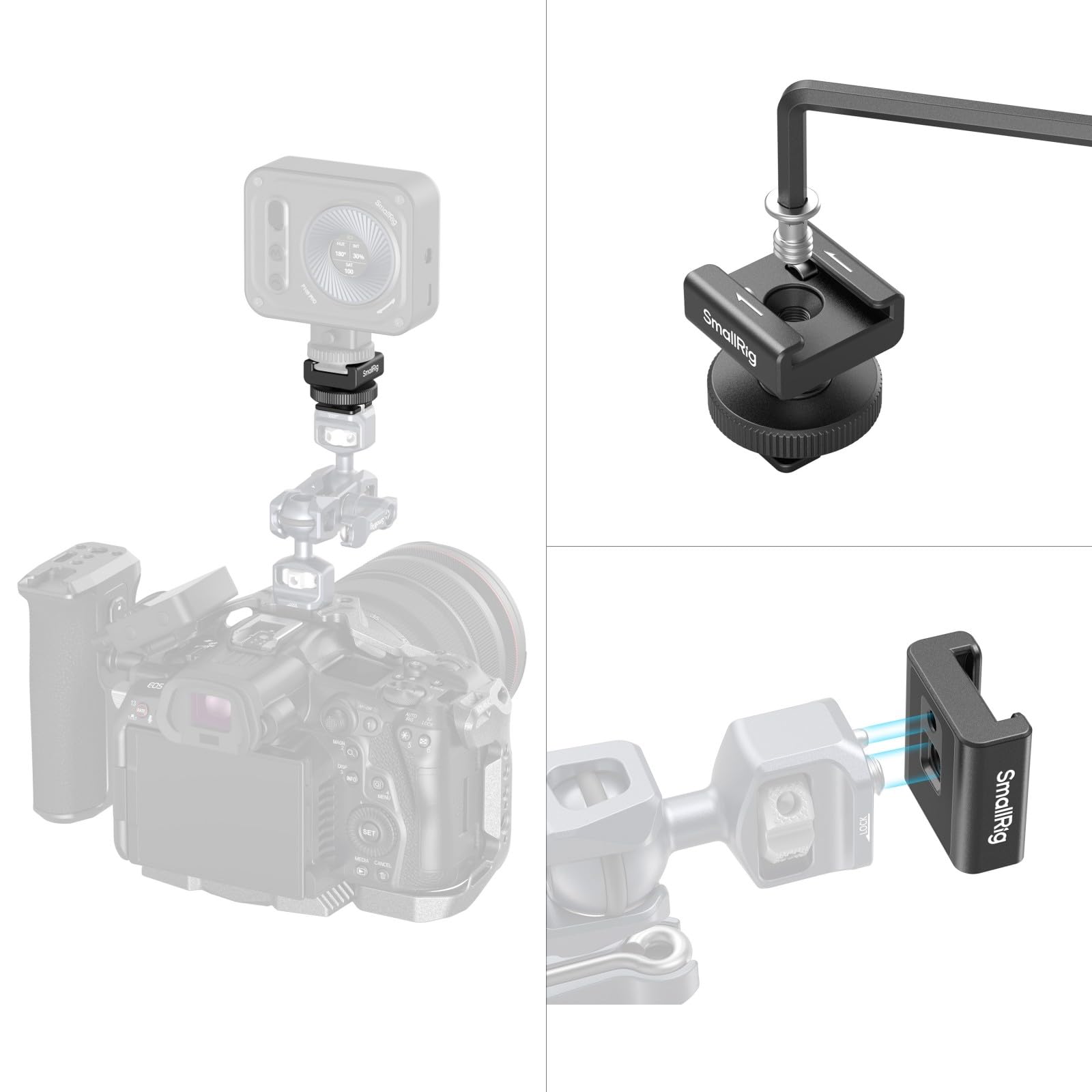 Adapter montażowy SmallRig Cold Shoe do mikrofonu bezprzewodowego, do mikrofonu DJI Mic / Mic 2, do RODE Wireless Go II, do Saramonic BLink 900 B, do Hollyland C1, otworem gwintowanym 1/4"-20 - 4822