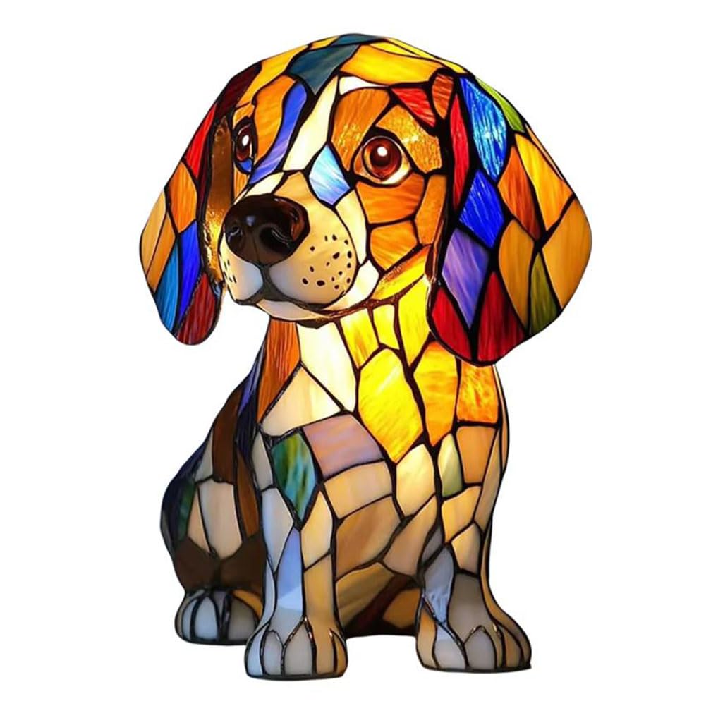 JHNGYJY Dog Lamp, Dog Series Art Night Light – Cute Pet Dog Themed LED Tabletop Lamp,Small Retro Resin Night Light,Vintage Animal Home Decor for Bedroom and Fun Gift for Dog Lovers, Beagle