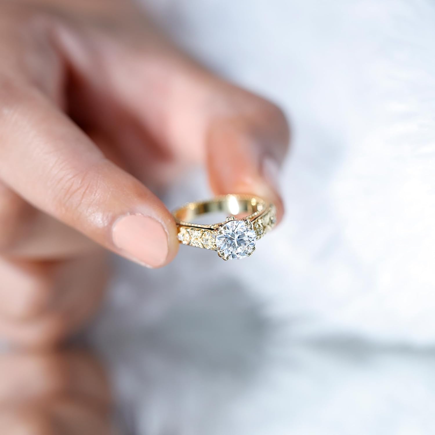Mothers Day Gift, Certified 2 Carat Brilliant Cut Moissanite Engagement Ring, D-Vs1 Quality, Vintage Moissanite Ring
