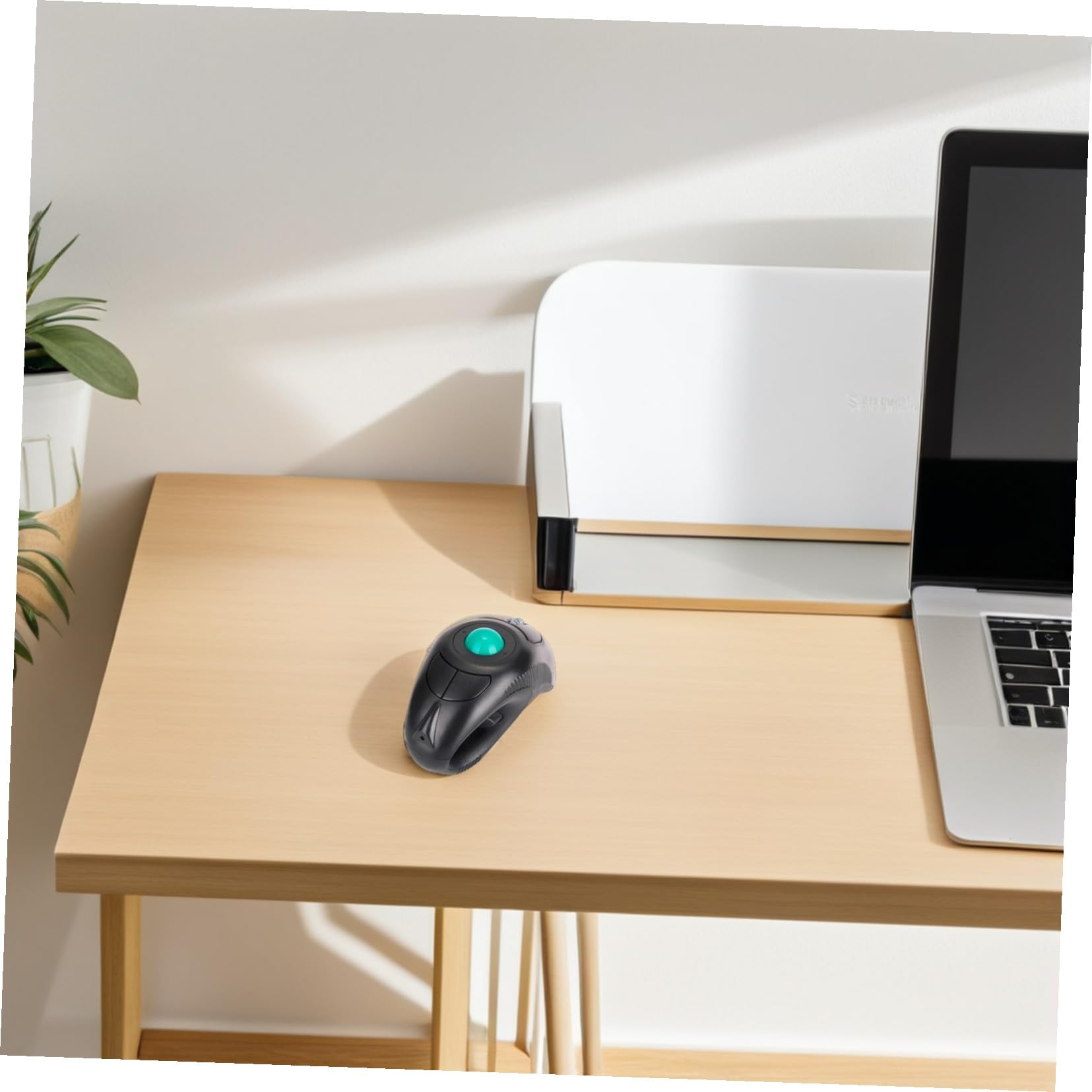 Souris Trackball Portable 2,4 Ghz sans Fil Noire Commande Pouce, Boutons Gauche/Droite Adaptés aux Droitiers et Gauchers, Usage Bureautique Quotidien