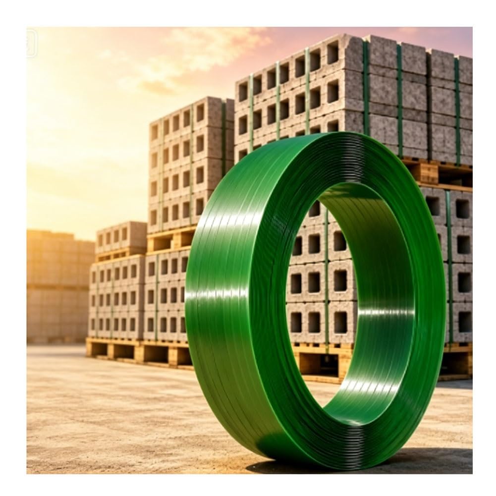 Grricepl Green Packaging Strapping Banding Pet Pallet Strapping Roll Industrial, 16X0.8mm Size, Heavy Duty Straps For Pallets, Lumber & Industrial Packaging(5Kg)