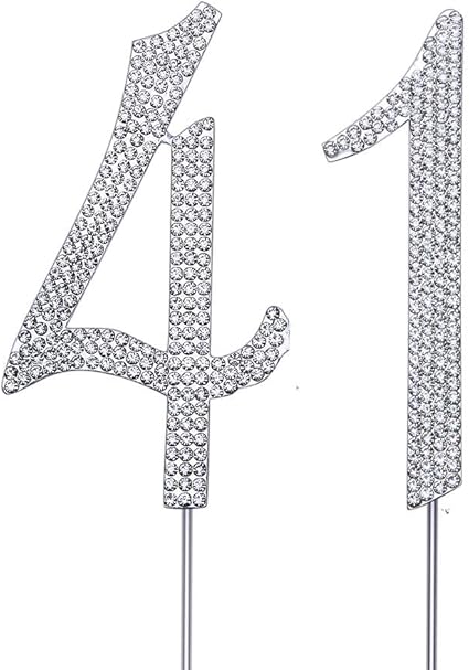 Amazon Magjuche シルバー41インチ クリスタルケーキトッパー ナンバー41 ラインストーン 41歳の誕生日ケーキトッパー 男性または女性用 誕生日または41周年記念パーティーデコレーション用品 Magjuche デコレーションツール 通販