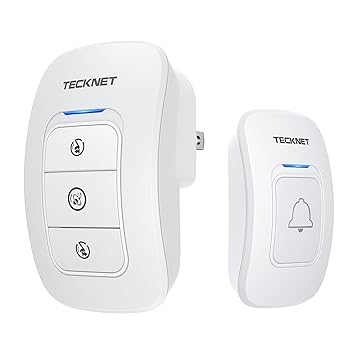 TECKNET Wireless Tec-k-Net Wall Plug-in Cordless Door Chime Doorbell at 500-feet Range with 52 Chimes