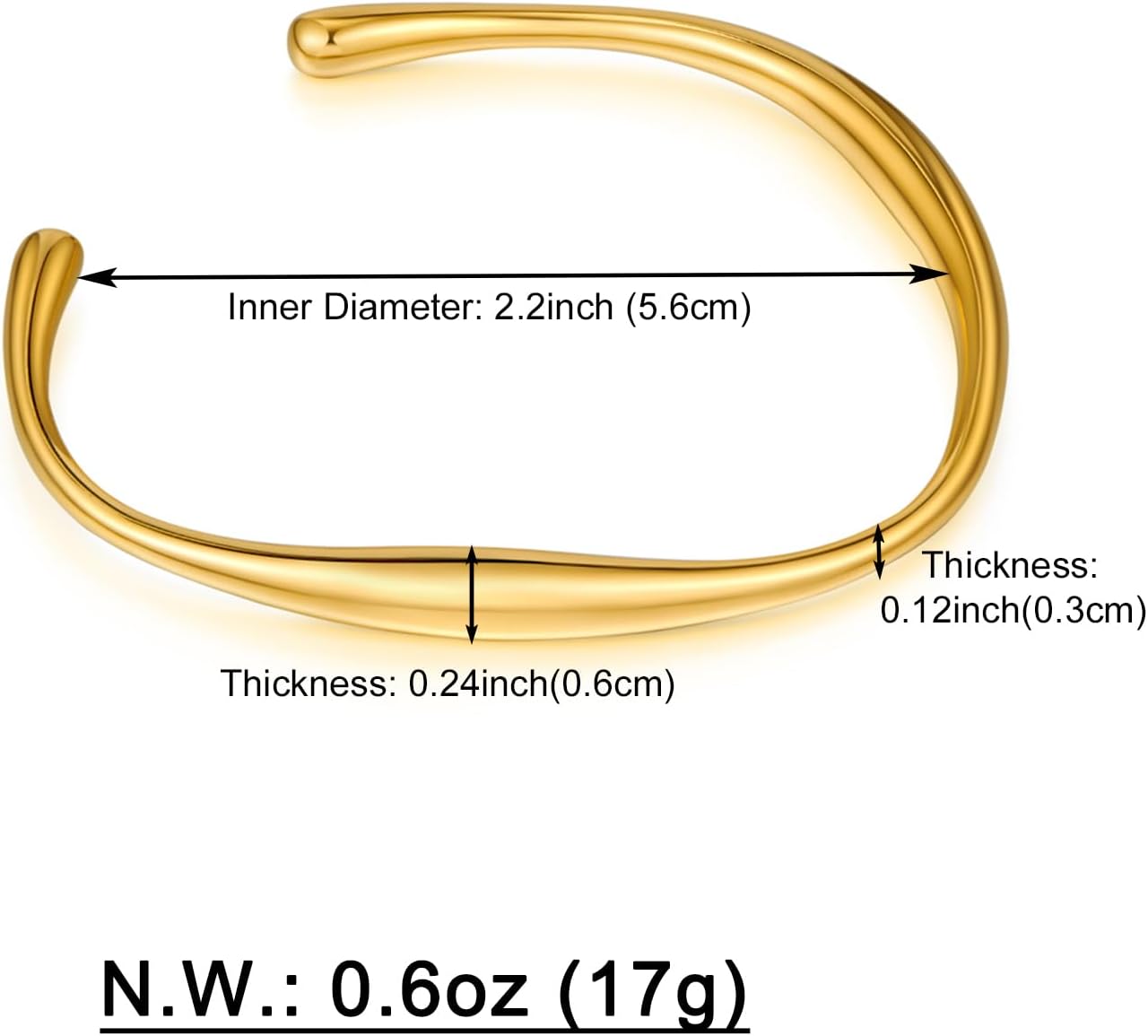 WOWORAMA Teardrop Gold Cuff Bracelets for Women Adjustable 18K Gold Plated Chunky Open Cuff Bangle Bracelets Minimalist Thick Gold Wrist Cuff Bracelets - Image 6