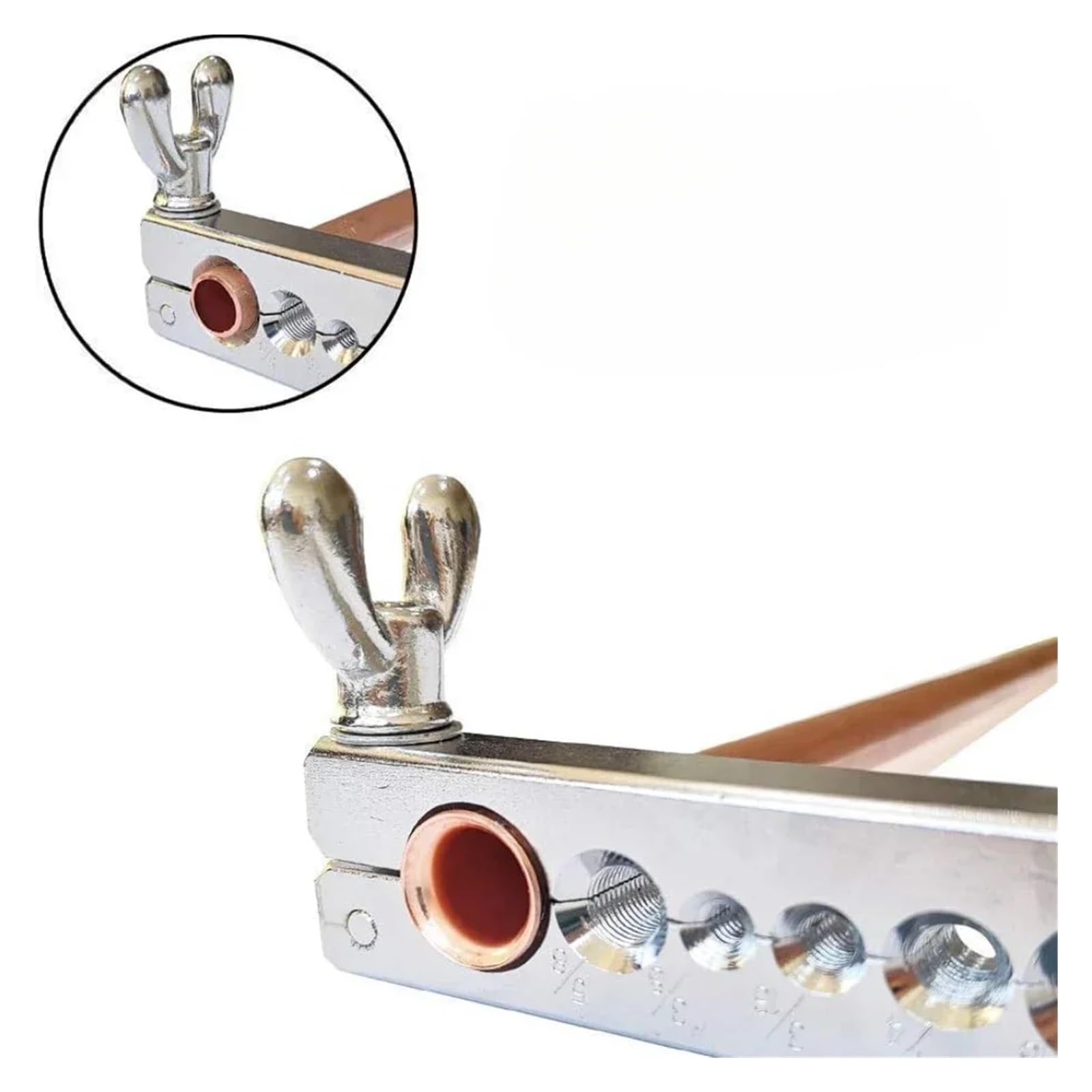 Kit de herramientas for abocardar tubos de cobre con expansor de 45 grados y adaptadores for escariar tubos. Para cobre, aluminio y otros metales blandos(Metric)