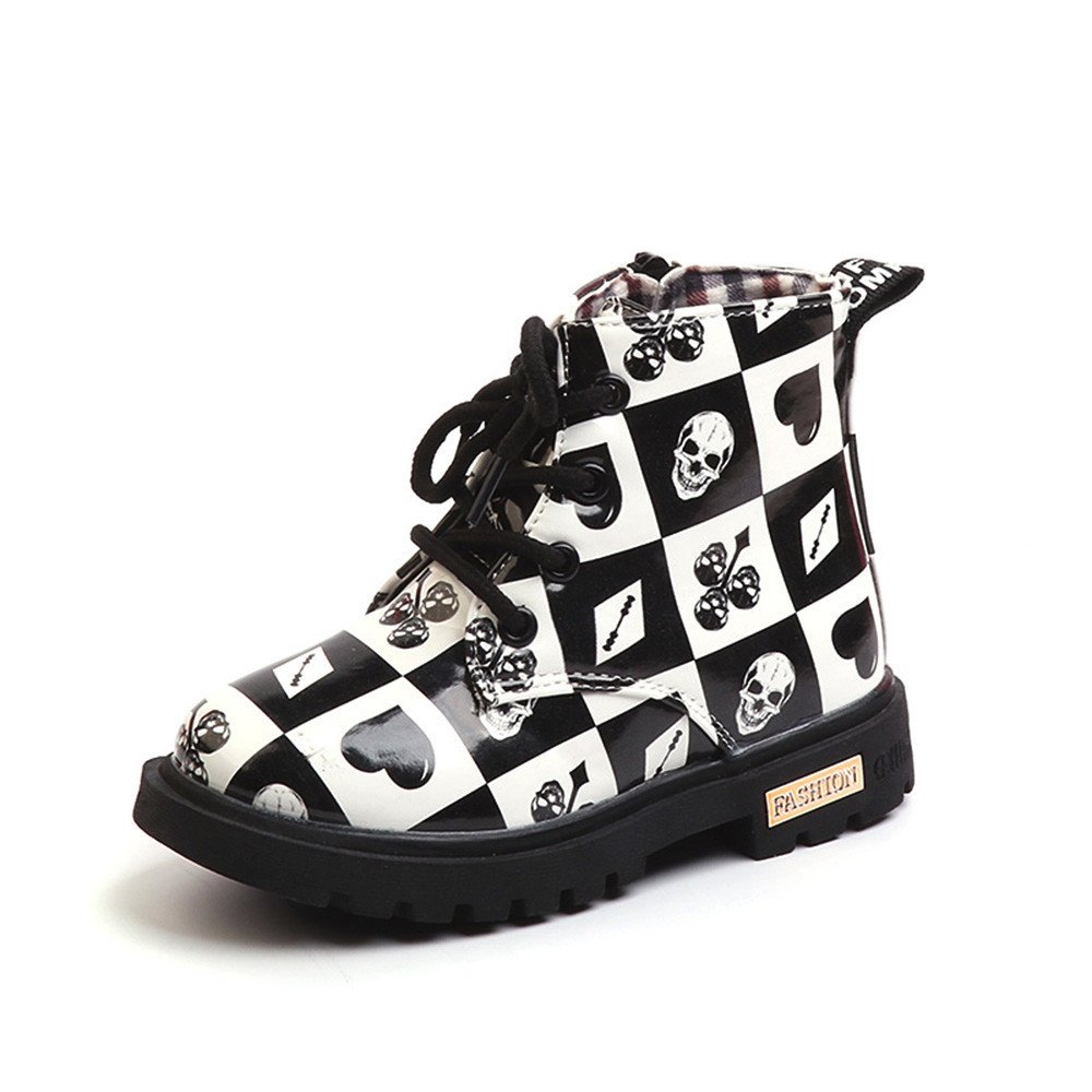 Sneakers Little Girls，Amiley Little Girls Boys Fashion Print Ankle Martin Non-Slip Soft Sole Zipper Shoes Causal Moccasins Sneakers Shoes Boots (US:7.5/Age:3-3.5T, Black)